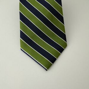Rooster 100% Silk Repp Tie Green Blue Stripes‎ 3.5" x 59.5"